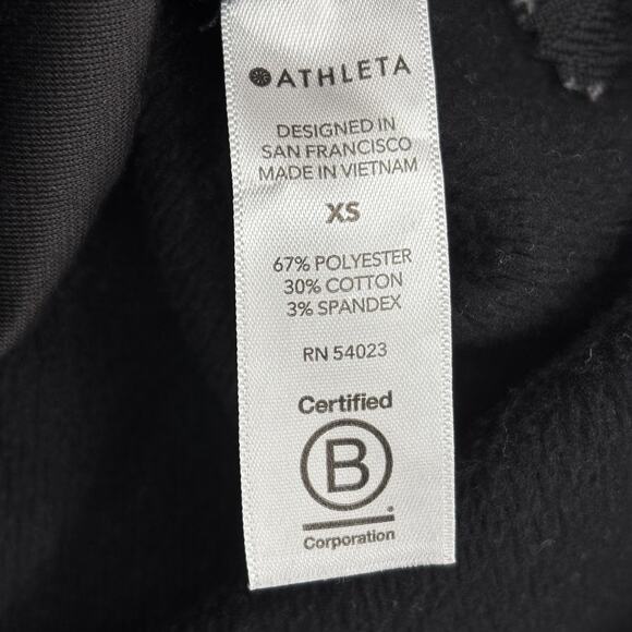 Athleta Sweatshirt Size XS Black Mock Neck Side Hem Zippers Oversized Pockets - Picture 13 of 13